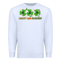White St. Patrick's Day lucky and blessed Premium Sweatshirt - HowdyJamesFarm