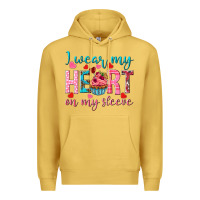 Antique Gold I wear my heart on my sleeve Valentine's Day Premium Hoodie - HowdyJamesFarm