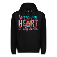 Black I wear my heart on my sleeve Valentine's Day Premium Hoodie - HowdyJamesFarm