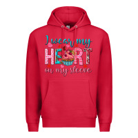 Cardinal I wear my heart on my sleeve Valentine's Day Premium Hoodie - HowdyJamesFarm