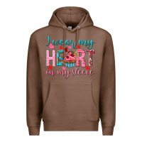 Chestnut I wear my heart on my sleeve Valentine's Day Premium Hoodie - HowdyJamesFarm