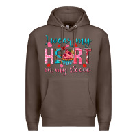 Coffee I wear my heart on my sleeve Valentine's Day Premium Hoodie - HowdyJamesFarm
