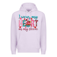 Lilac I wear my heart on my sleeve Valentine's Day Premium Hoodie - HowdyJamesFarm