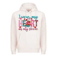 Pale Pink I wear my heart on my sleeve Valentine's Day Premium Hoodie - HowdyJamesFarm