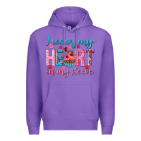 Purple I wear my heart on my sleeve Valentine's Day Premium Hoodie - HowdyJamesFarm