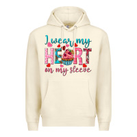 Sandshell I wear my heart on my sleeve Valentine's Day Premium Hoodie - HowdyJamesFarm