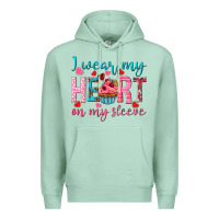 Seafoam I wear my heart on my sleeve Valentine's Day Premium Hoodie - HowdyJamesFarm