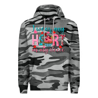 Slate Camo I wear my heart on my sleeve Valentine's Day Premium Hoodie - HowdyJamesFarm