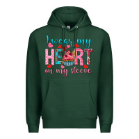 Sports Green I wear my heart on my sleeve Valentine's Day Premium Hoodie - HowdyJamesFarm