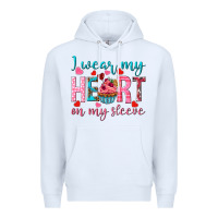 White I wear my heart on my sleeve Valentine's Day Premium Hoodie - HowdyJamesFarm