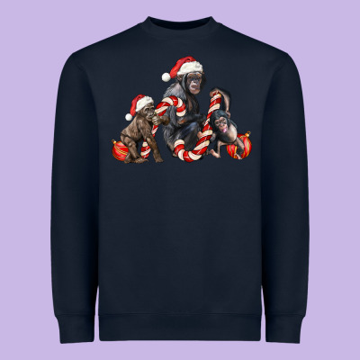 Christmas Chimpanzee And Gorilla Heavyweight Sweatshirt Designed By Lillyallendesigns
