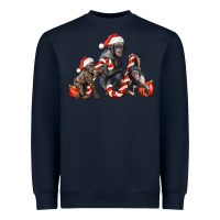 Navy christmas chimpanzee and gorilla Heavyweight Sweatshirt - LillyAllenDesigns