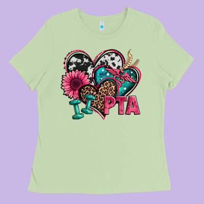 Pta Physical Therapy Assistant Hearts Ladies Tee Designed By Jasminsmagicworld
