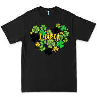Black lucky heart shaped clover Premium Tee - AdoDesignShop