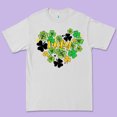 Lucky Heart Shaped Clover Premium Tee Designed By Adodesignshop