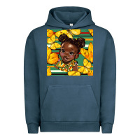 Pigment Midnight Navy juneteenth afro girl seamless pattern Urban Hoodie - BundleAndBundleShop