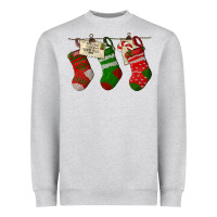 Heather Grey Christmas Socks With Santa Letter Heavyweight Sweatshirt - LillyAllenDesigns