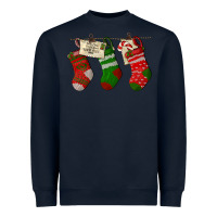 Navy Christmas Socks With Santa Letter Heavyweight Sweatshirt - LillyAllenDesigns