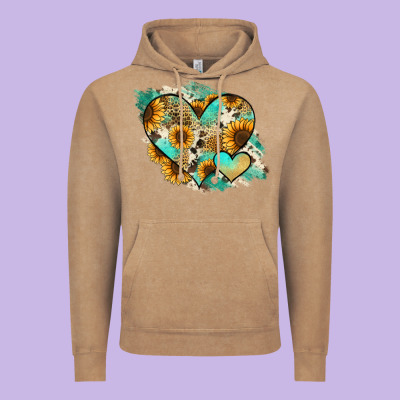 Leopard Sunflower Cowhide Glitter Heart Vintage Hoodie Designed By Jasminsmagicworld