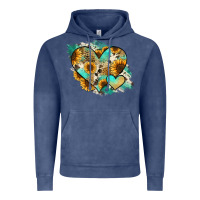 Vintage Denim Leopard Sunflower Cowhide Glitter Heart Vintage Hoodie - Jasminsmagicworld