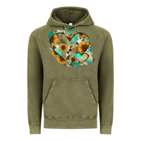 Vintage Olive Leopard Sunflower Cowhide Glitter Heart Vintage Hoodie - Jasminsmagicworld