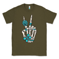 Army Green turquoise gemstone skeleton hand Classic Tee - MaliasSmallBusiness