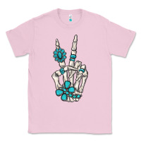 Bubblegum Pink turquoise gemstone skeleton hand Classic Tee - MaliasSmallBusiness