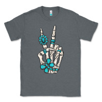 Charcoal Heather turquoise gemstone skeleton hand Classic Tee - MaliasSmallBusiness