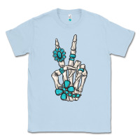 Dusty Blue turquoise gemstone skeleton hand Classic Tee - MaliasSmallBusiness