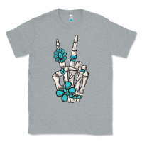 Heather Grey turquoise gemstone skeleton hand Classic Tee - MaliasSmallBusiness