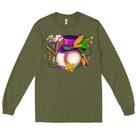 Army Green mardi gras baseball Long Sleeve Tee - LillyAllenDesigns