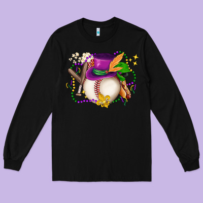 Mardi Gras Baseball Long Sleeve Tee Designed By Lillyallendesigns