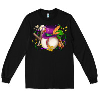 Black mardi gras baseball Long Sleeve Tee - LillyAllenDesigns