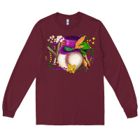 Burgundy mardi gras baseball Long Sleeve Tee - LillyAllenDesigns
