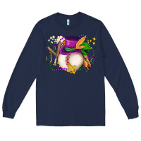 Navy mardi gras baseball Long Sleeve Tee - LillyAllenDesigns