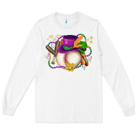 White mardi gras baseball Long Sleeve Tee - LillyAllenDesigns