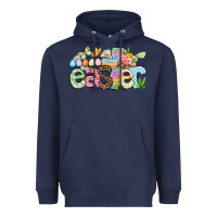 Navy Happy Easter Easter Day Heavyweight Hoodie - CowGirlArtShop