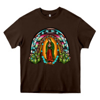 Chocolate Brown our lady of guadalupe rainbow Heavy Core Tee - JahusDesignShop
