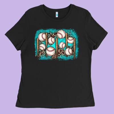 Baseball Background Ladies Tee Designed By Jahusdesignshop