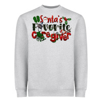 Heather Grey Santa's Favorite Caregiver Christmas Heavyweight Sweatshirt - LillyAllenDesigns