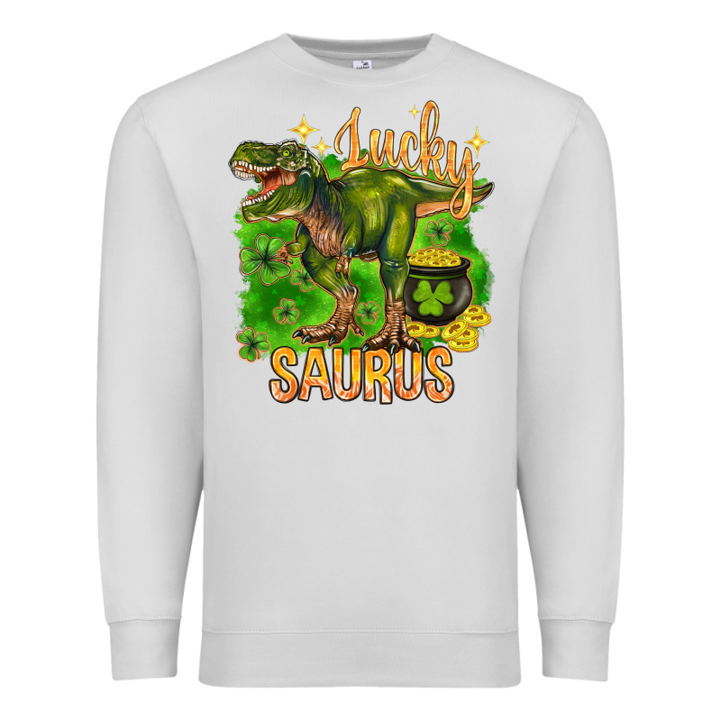 St. Patrick's Day Lucky Saurus Premium Sweatshirt by HowdyJamesFarm | Teevron