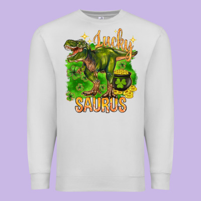 St. Patrick's Day Lucky Saurus Premium Sweatshirt Designed By Howdyjamesfarm