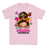 Bubblegum Pink preschool teacher life  messy bun Classic Tee - NancyCooperArtShop