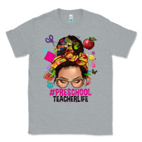 Heather Grey preschool teacher life  messy bun Classic Tee - NancyCooperArtShop