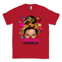 Red preschool teacher life  messy bun Classic Tee - NancyCooperArtShop