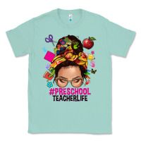 Seafoam preschool teacher life  messy bun Classic Tee - NancyCooperArtShop