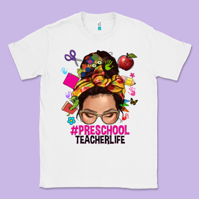 Preschool Teacher Life  Messy Bun Classic Tee Designed By Nancycooperartshop