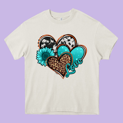 Love Turquoise Hearts Heavy Core Tee Designed By Jasminsmagicworld