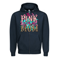 Navy The pink is for my Mom Cancer Awareness Zipper Hoodie - HowdyJamesFarm