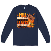 Navy Fall breeze crunchy leaves pumpkins please Long Sleeve Tee - RanaPortraitStore